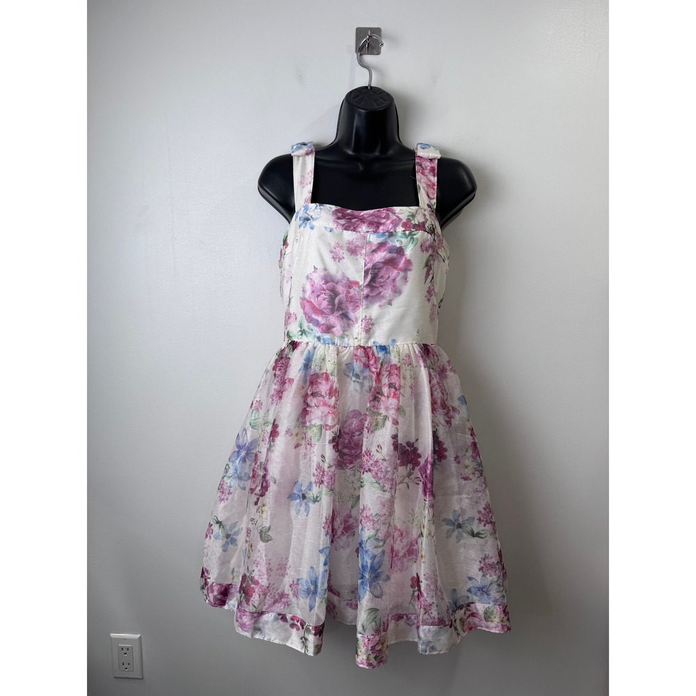 ML Monique Lhuillier Women White Floral Fit Flare Cocktail Dress Size4
